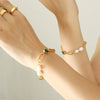 Elegant Square Pearl Titanium Steel Inlay Zircon Bracelets Necklace