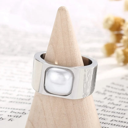 Elegant Square Stainless Steel Polishing Shell Rings 1 Piece