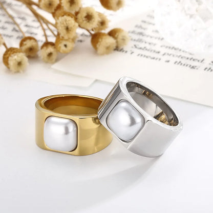 Elegant Square Stainless Steel Polishing Shell Rings 1 Piece