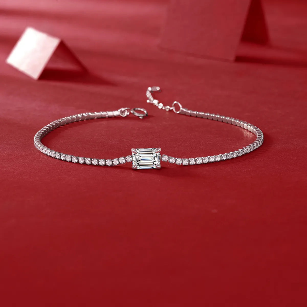 Elegant Square Sterling Silver Moissanite Tennis Bracelet In Bulk