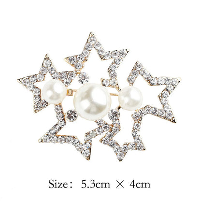 Elegant Star Flower Snowflake Imitation Pearl Alloy Rhinestone Women'S Brooches