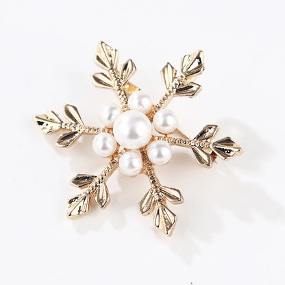 Elegant Star Flower Snowflake Imitation Pearl Alloy Rhinestone Women'S Brooches