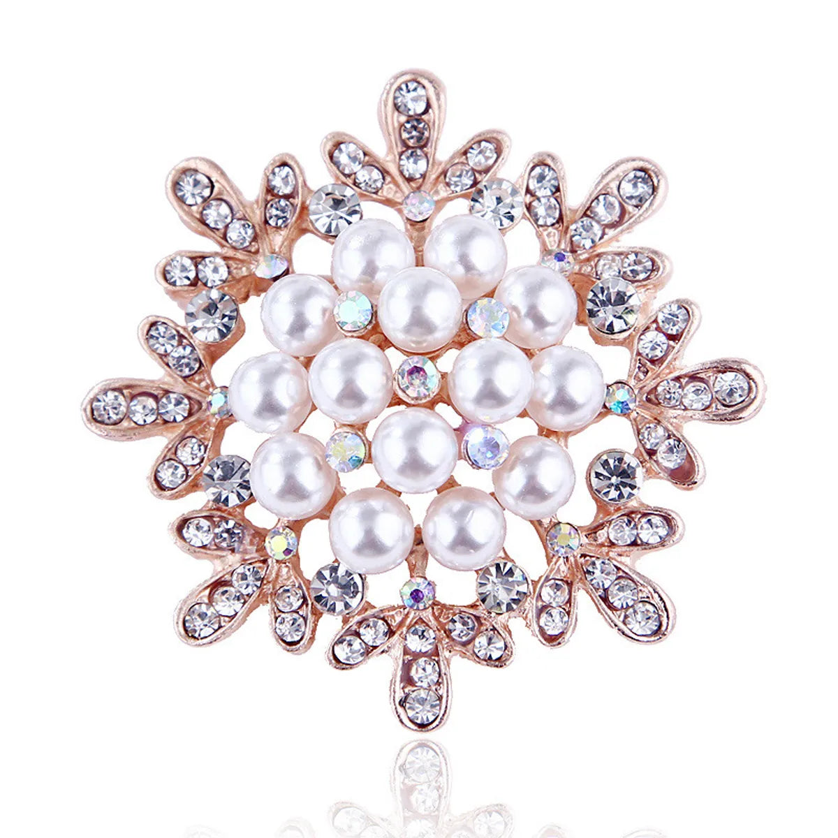 Elegant Star Flower Snowflake Imitation Pearl Alloy Rhinestone Women'S Brooches