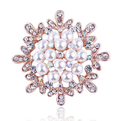 Elegant Star Flower Snowflake Imitation Pearl Alloy Rhinestone Women'S Brooches