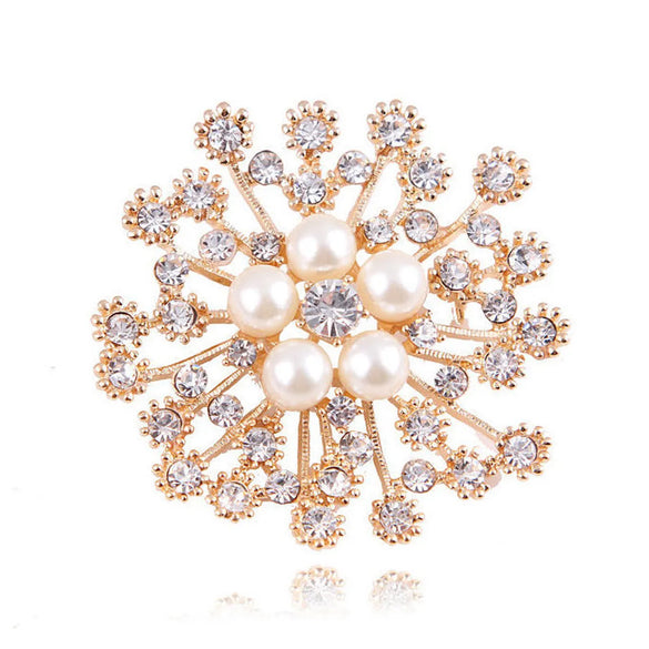 Elegant Star Flower Snowflake Imitation Pearl Alloy Rhinestone Women'S Brooches