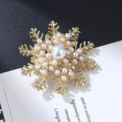 Elegant Star Flower Snowflake Imitation Pearl Alloy Rhinestone Women'S Brooches