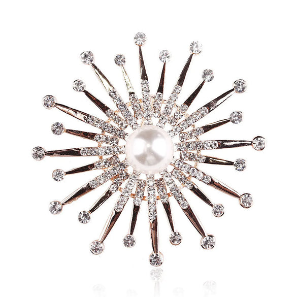 Elegant Star Flower Snowflake Imitation Pearl Alloy Rhinestone Women'S Brooches