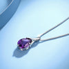 Elegant Sterling Silver Amethyst Drop Pendant With Diamond Detail For Women Minimalist Jewelry