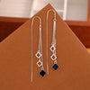 Elegant Sterling Silver Four Leaf Clover Flower Tassel Threader Earrings For Women With Delicate Floral Style