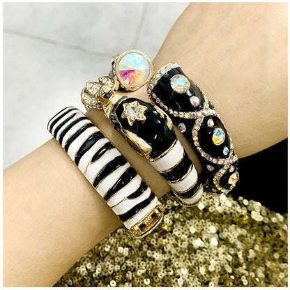 Elegant Streetwear Animal Alloy Enamel Inlay Artificial Diamond Women's Bangle