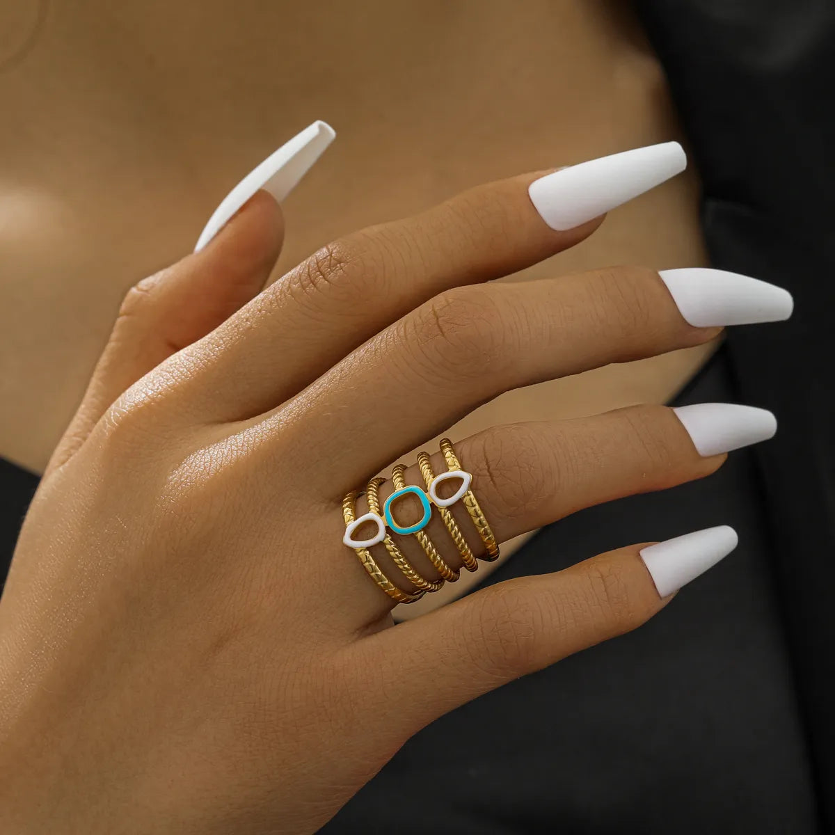 Elegant Streetwear Commute Geometric 304 Stainless Steel 18K Gold Plated Open Rings In Bulk