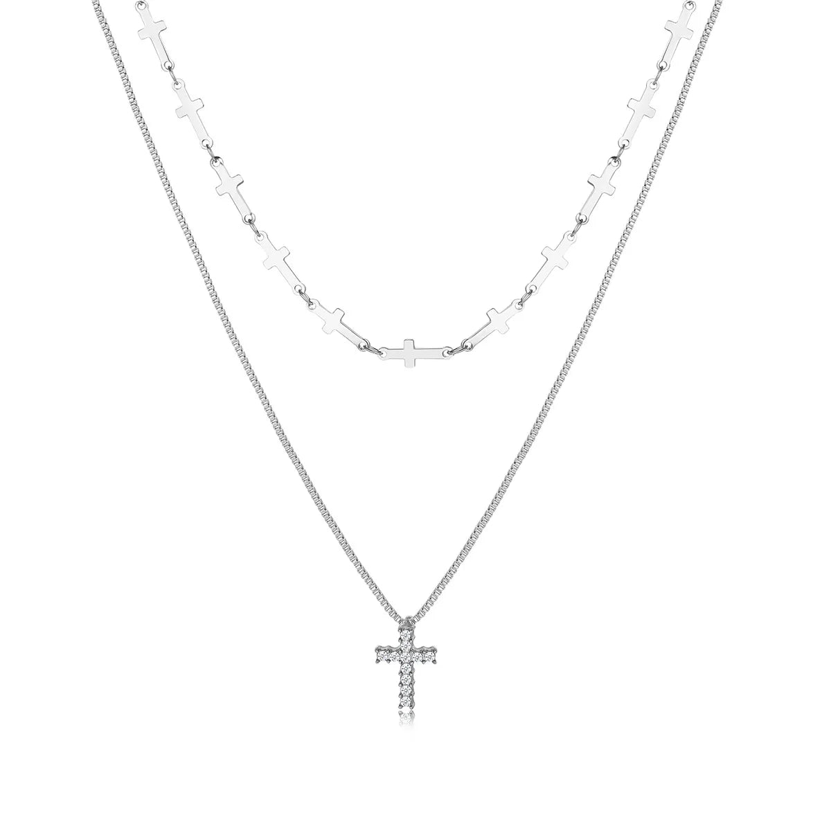 Elegant Streetwear Cross Alloy Zinc Alloy Wholesale Layered Necklaces