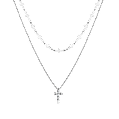 Elegant Streetwear Cross Alloy Zinc Alloy Wholesale Layered Necklaces