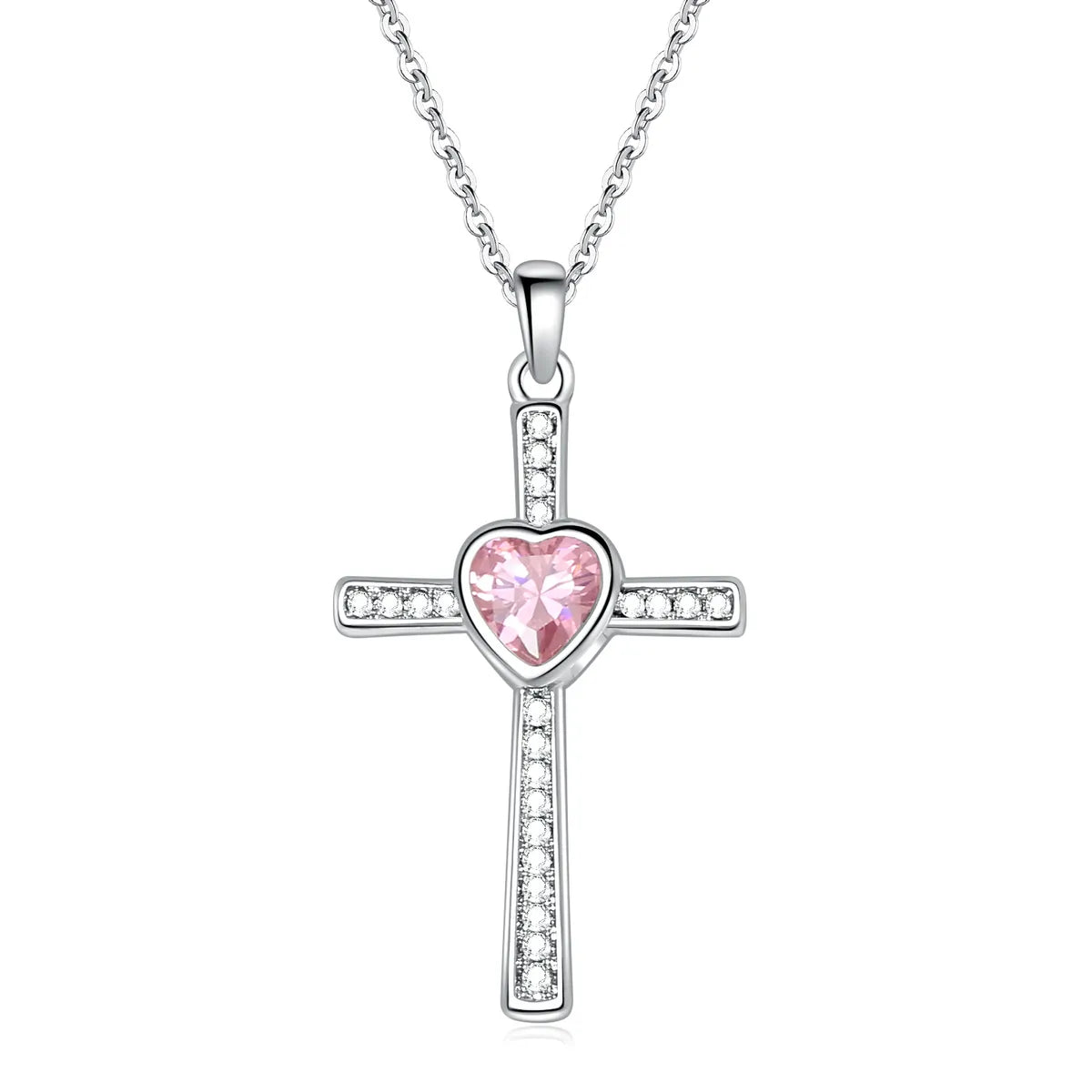 Elegant Streetwear Cross Copper Plating Inlay Zircon Silver Plated Pendant Necklace