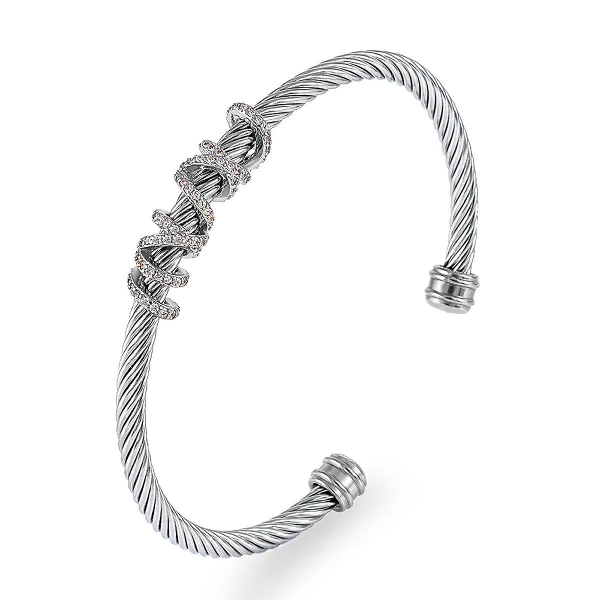 Elegant Curve Stainless Steel Plating Twisted Cable Bracelet