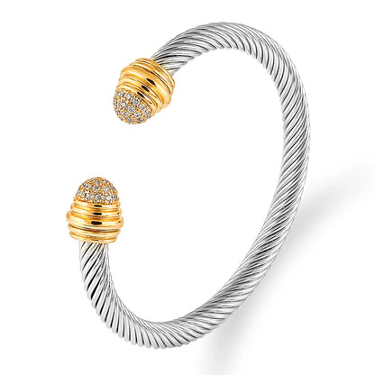 Elegant Curve Stainless Steel Plating Twisted Cable Bracelet