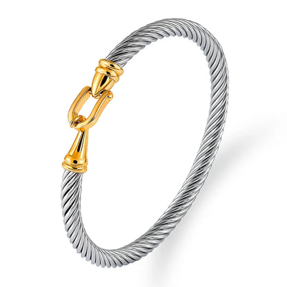 Elegant Curve Stainless Steel Plating Twisted Cable Bracelet