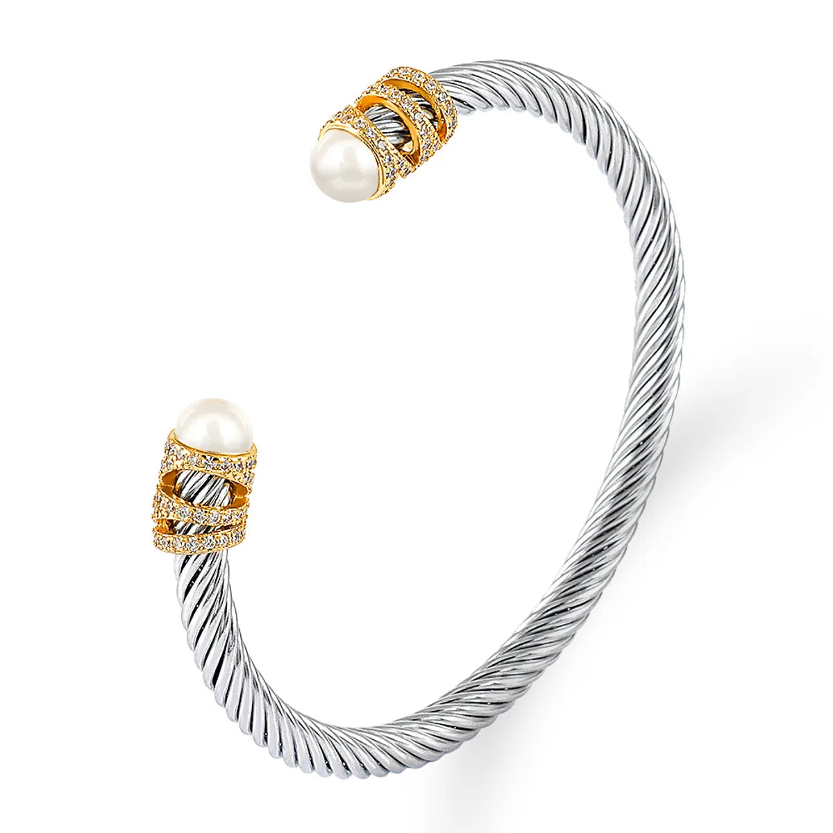 Elegant Curve Stainless Steel Plating Twisted Cable Bracelet