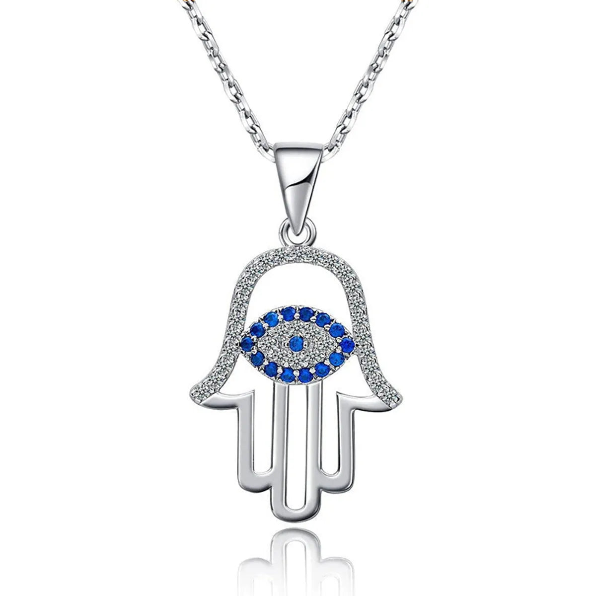 Elegant Streetwear Devil's Eye Sterling Silver Plating Inlay Zircon Pendant Necklace