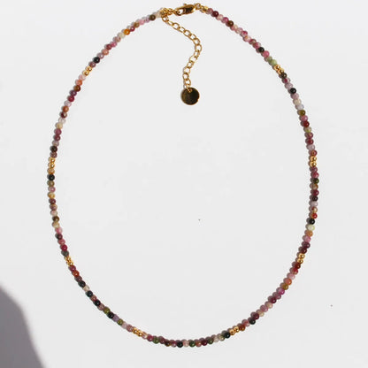 Elegant Streetwear Geometric Tourmaline Brass 24K Gold Plated Tourmaline Copper Necklace In Bulk