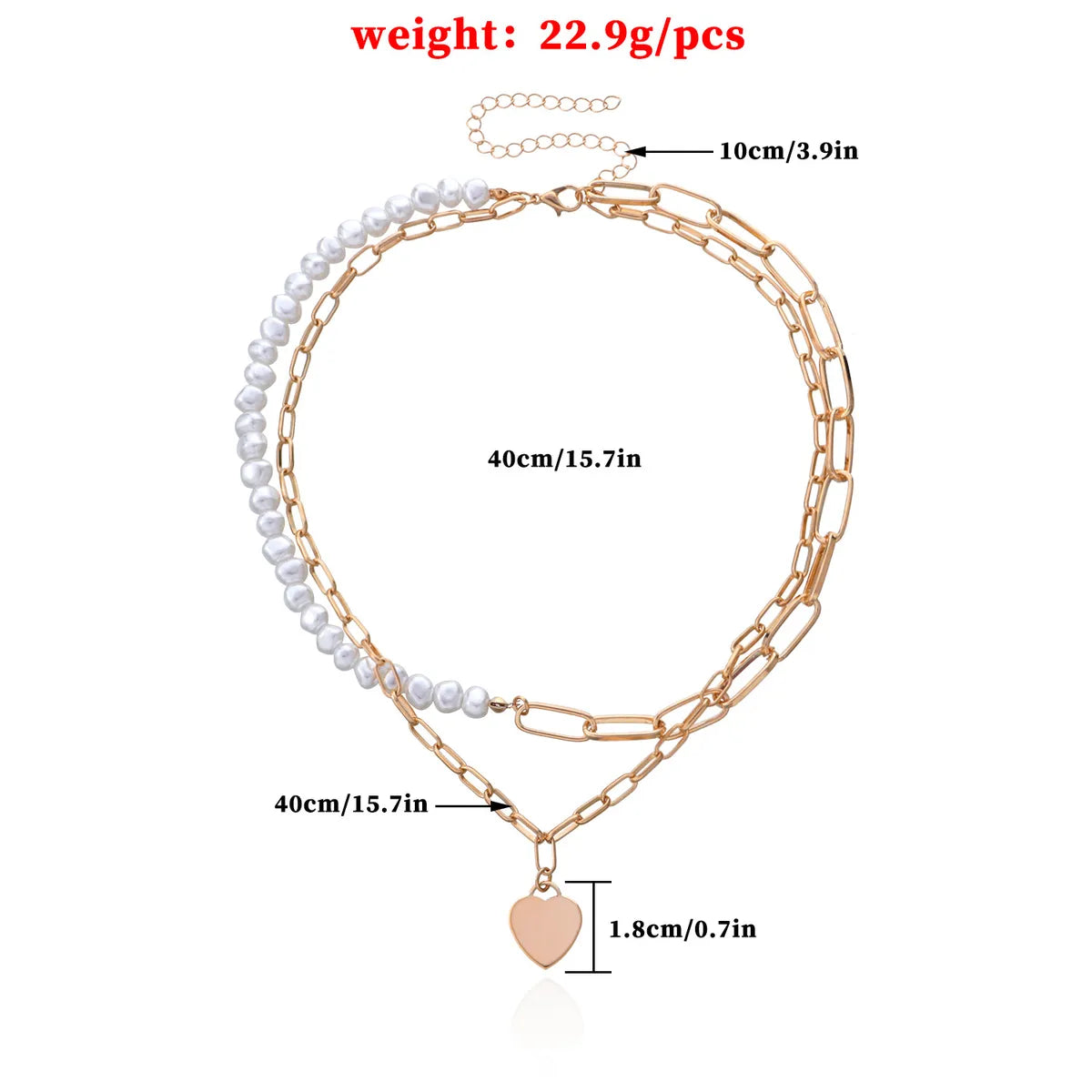 Elegant Streetwear Heart Shape Artificial Pearl Alloy Women's Double Layer Necklaces