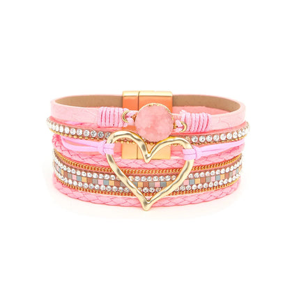 Elegant Streetwear Heart Shape Pu Leather Women's Bangle