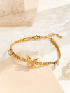 Elegant Streetwear Human Ditsy Floral Butterfly Titanium Steel 18K Gold Plated Turquoise Bracelets In Bulk