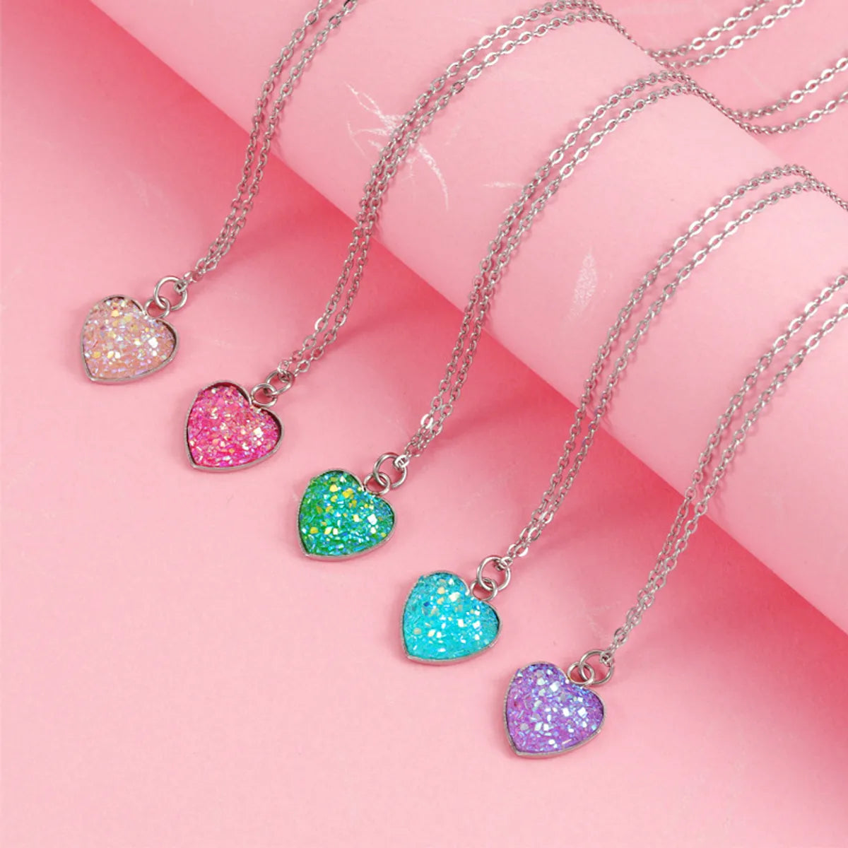 Elegant Streetwear Shiny Heart Shape Stainless Steel Titanium Steel Gold Plated Silver Plated Artificial Gemstones Pendant Necklace In Bulk