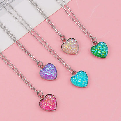 Elegant Streetwear Shiny Heart Shape Stainless Steel Titanium Steel Gold Plated Silver Plated Artificial Gemstones Pendant Necklace In Bulk