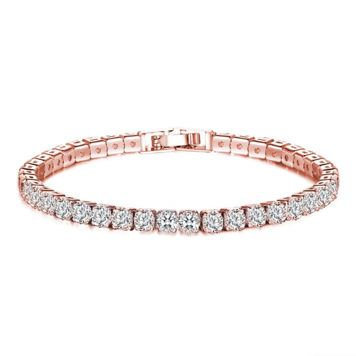 Elegant Streetwear Solid Color Copper Plating Inlay Rhinestones Tennis Bracelet