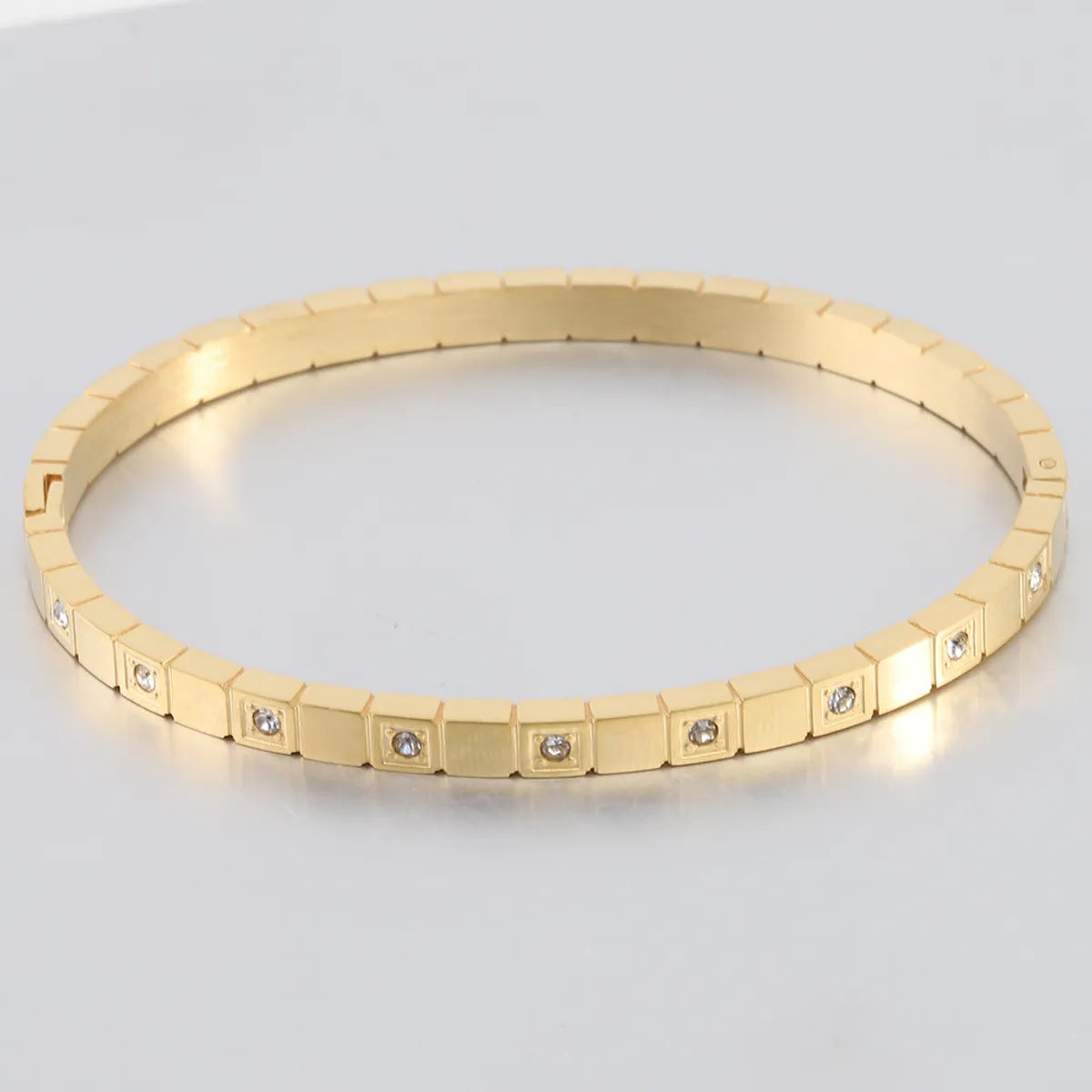 Elegant Streetwear Solid Color Titanium Steel Inlay Zircon Bangle