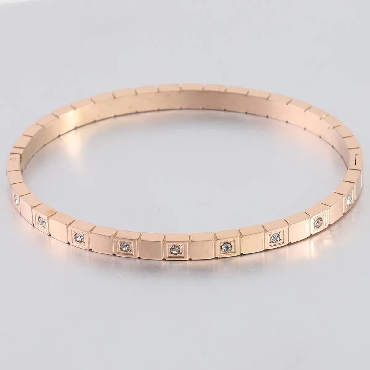 Elegant Streetwear Solid Color Titanium Steel Inlay Zircon Bangle