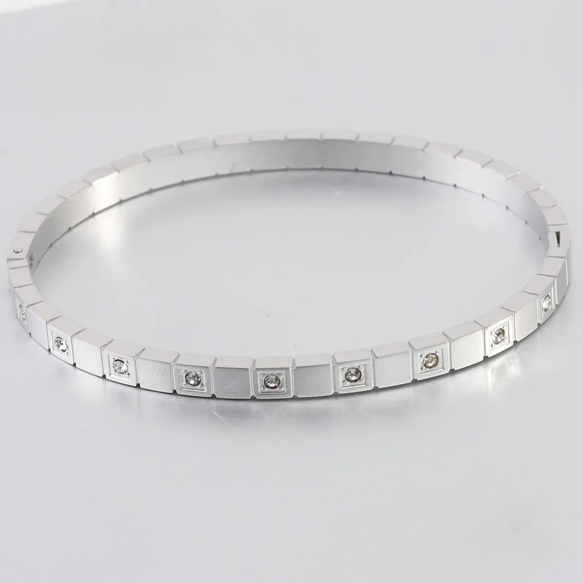 Elegant Streetwear Solid Color Titanium Steel Inlay Zircon Bangle