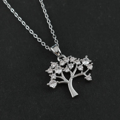 Elegant Streetwear Tree Steel Copper Inlay Zircon Women'S Pendant Necklace