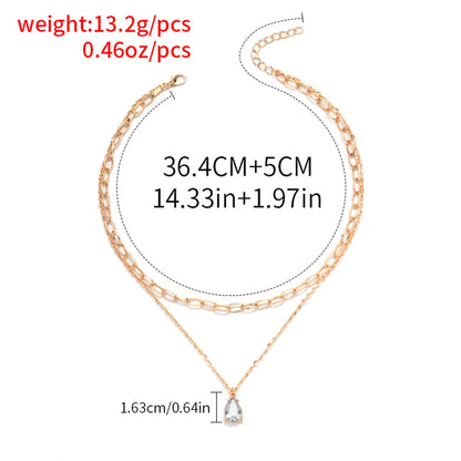 Elegant Streetwear Water Droplets Artificial Rhinestones Zinc Alloy Wholesale Layered Necklaces