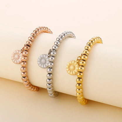 Elegant Sunflower Tree Titanium Steel Gold Plated Bracelets