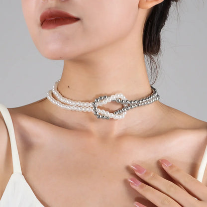 Elegant Sweet Classic Style Round Oval Imitation Pearl Alloy Plastic Wholesale Choker