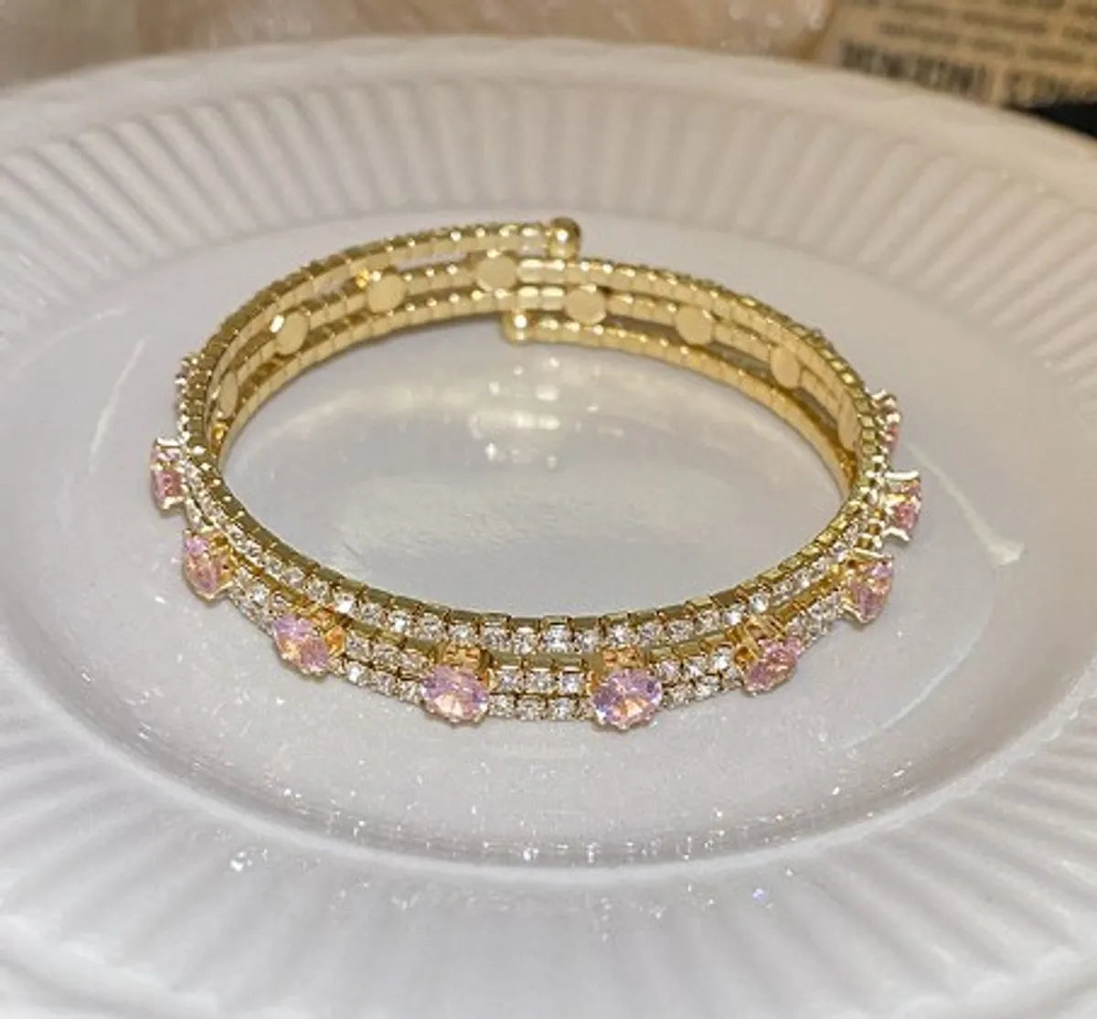 Elegant Sweet Color Block Copper Zircon Bracelets In Bulk