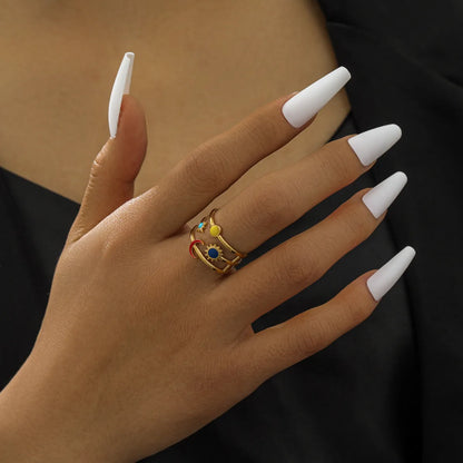 Elegant Sweet Commute Sun Star Moon 304 Stainless Steel 18K Gold Plated Open Rings In Bulk