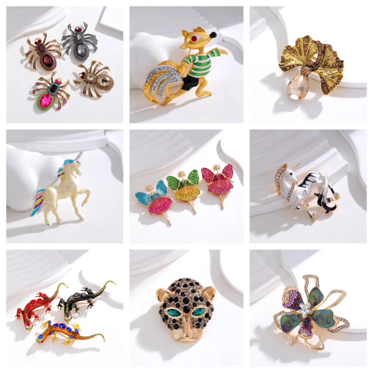 Elegant Sweet Cool Style Animal Flower Alloy Rhinestones Unisex Brooches