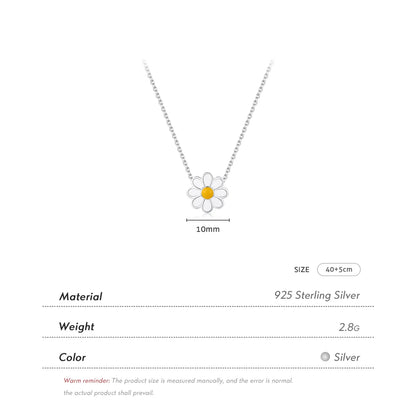 Elegant Sweet Daisy Sterling Silver Rhodium Plated Pendant Necklace In Bulk