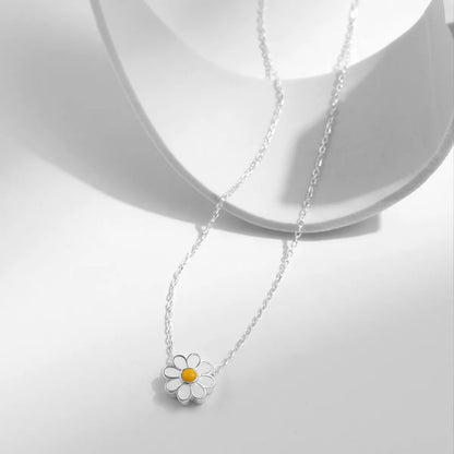 Elegant Sweet Daisy Sterling Silver Rhodium Plated Pendant Necklace In Bulk