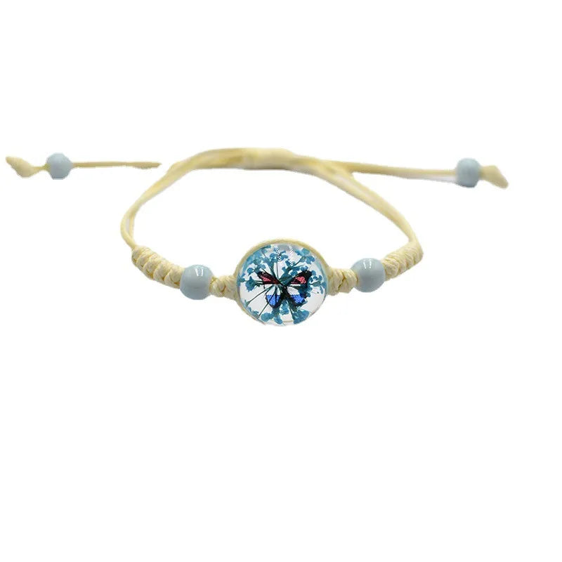 Elegant Sweet Flower Butterfly Glass Women'S Bracelets