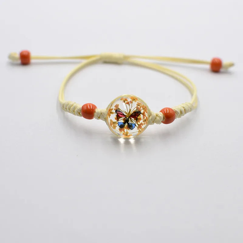 Elegant Sweet Flower Butterfly Glass Women'S Bracelets