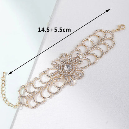 Elegant Sweet Flower Copper Plating Inlay Rhinestones Bracelets