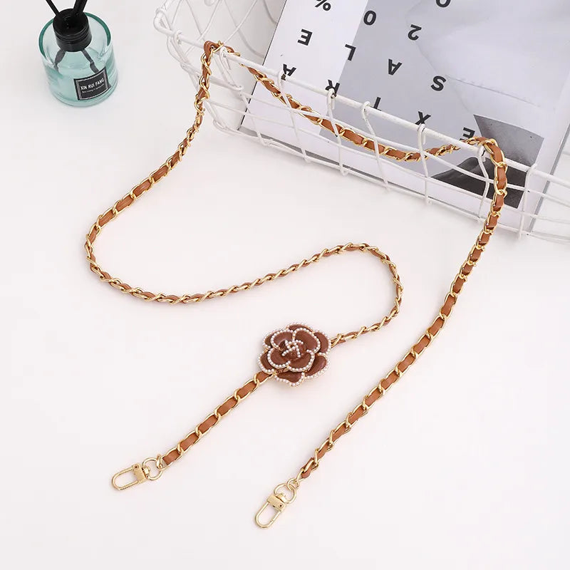 Elegant Sweet Flower Metal Enamel Inlay Pearl Mobile Phone Chain