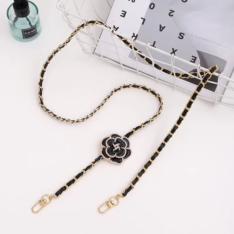 Elegant Sweet Flower Metal Enamel Inlay Pearl Mobile Phone Chain