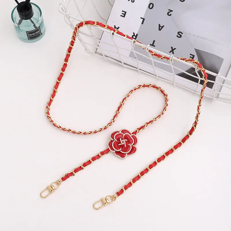 Elegant Sweet Flower Metal Enamel Inlay Pearl Mobile Phone Chain