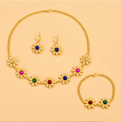 Elegant Sweet Flower Rhinestones Alloy Wholesale Jewelry Set