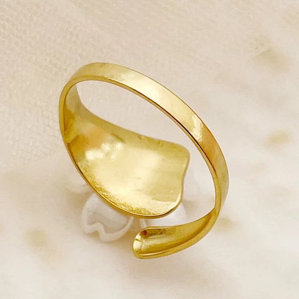 304 Stainless Steel Shell 14K Gold Plated Elegant Sweet Polishing Plating Flower Shell Open Ring
